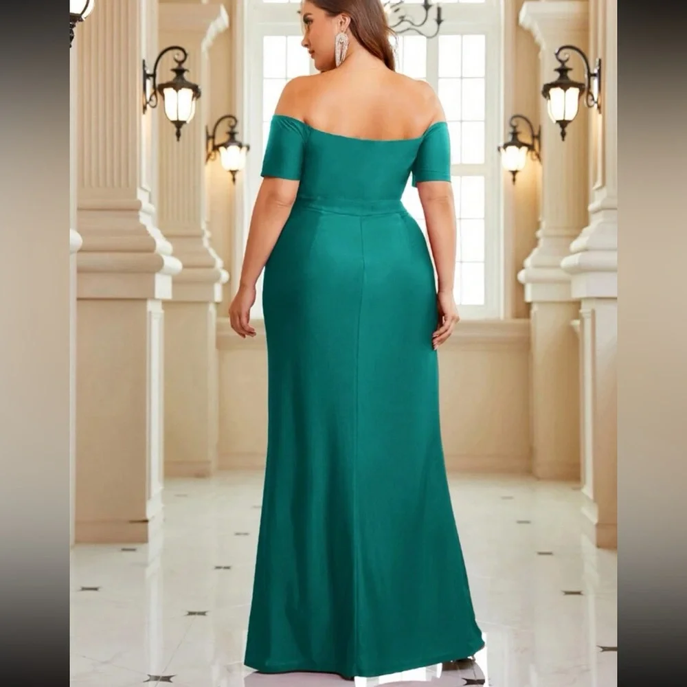 Luxe off shoulder slit thigh party formal dress - Picture 6 of 7